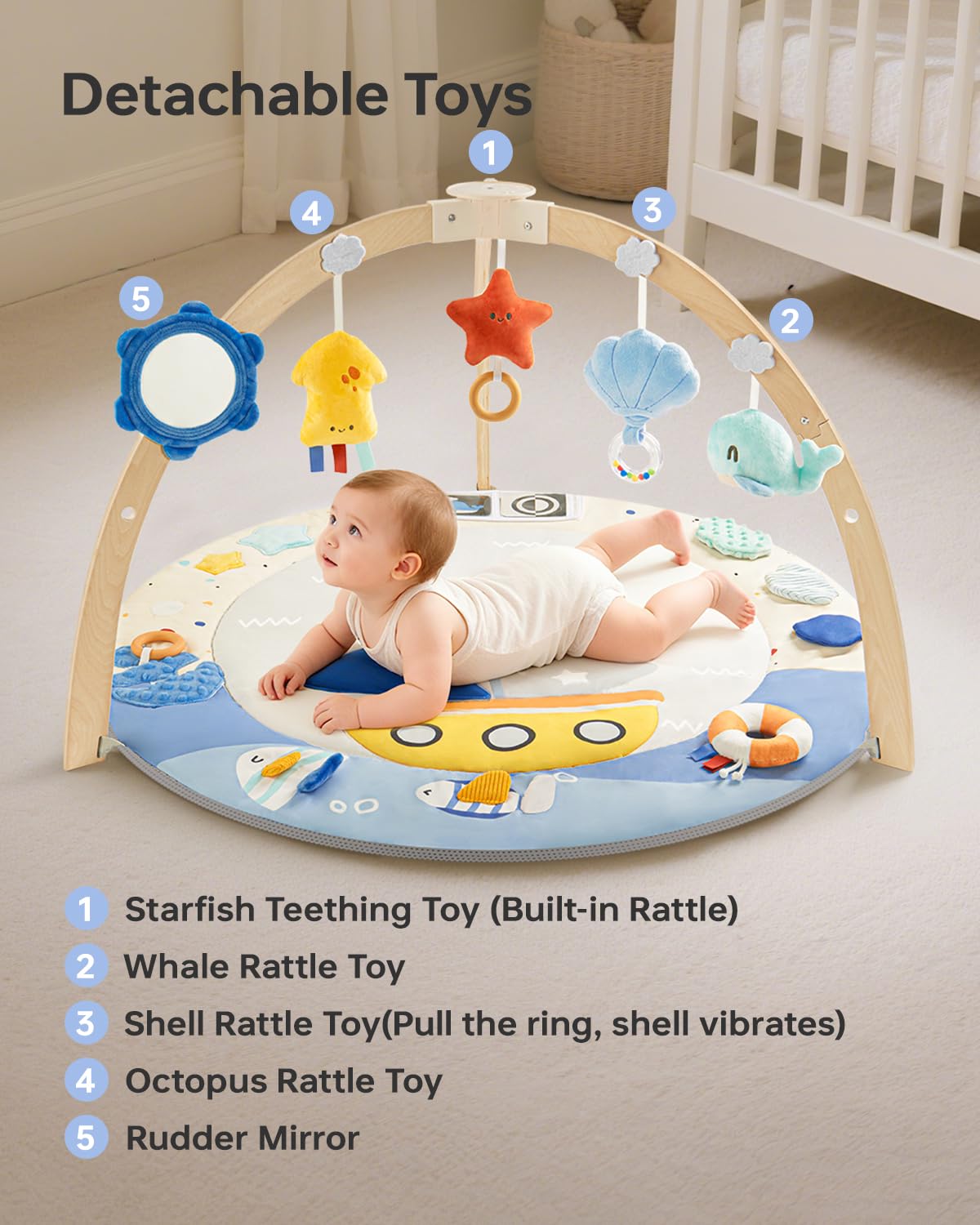 BG-BABYGO machine-washable mat makes quick cleanups easy