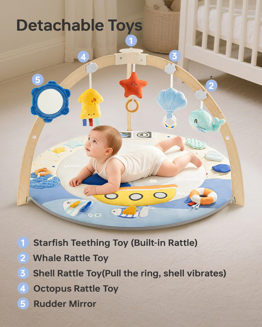 BG-BABYGO machine-washable mat makes quick cleanups easy