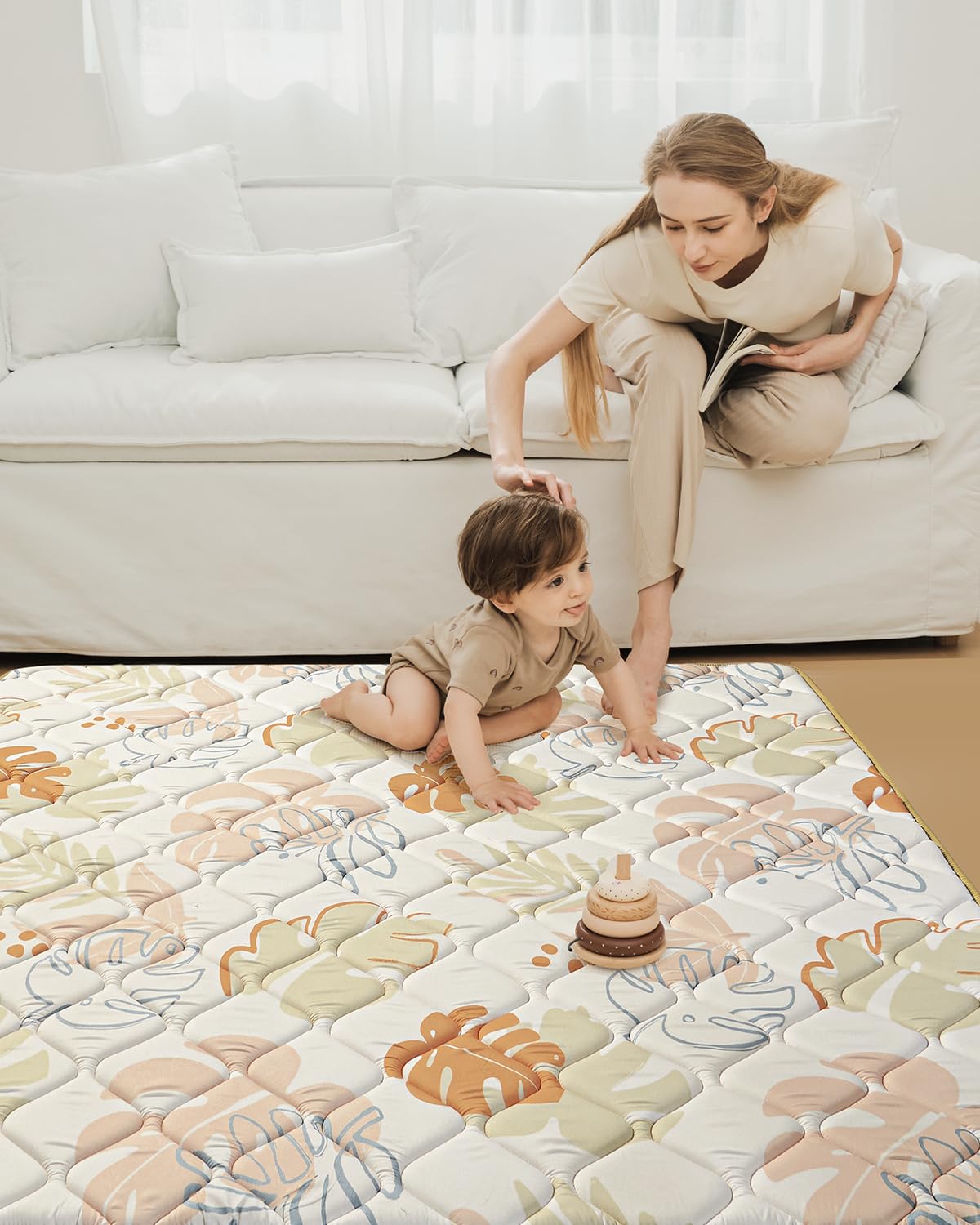BG-BABYGO play mat 50x50 durable foam cushioning supports play.