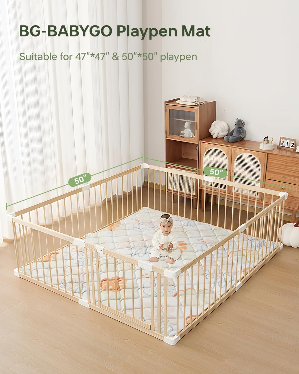 BG-BABYGO play mat 50x50 non-slip bottom boosts tummy-time stability.
