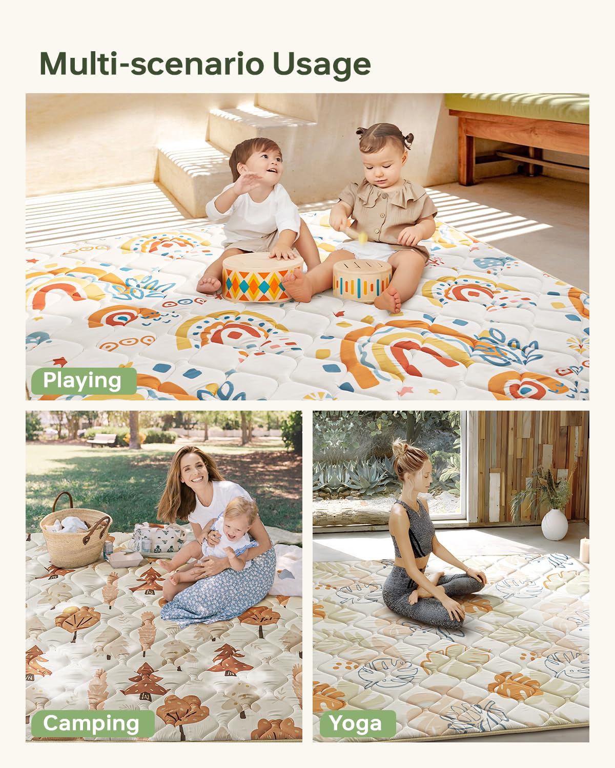 BG-BABYGO play mat 50x50 unpacks to full thickness after airing.
