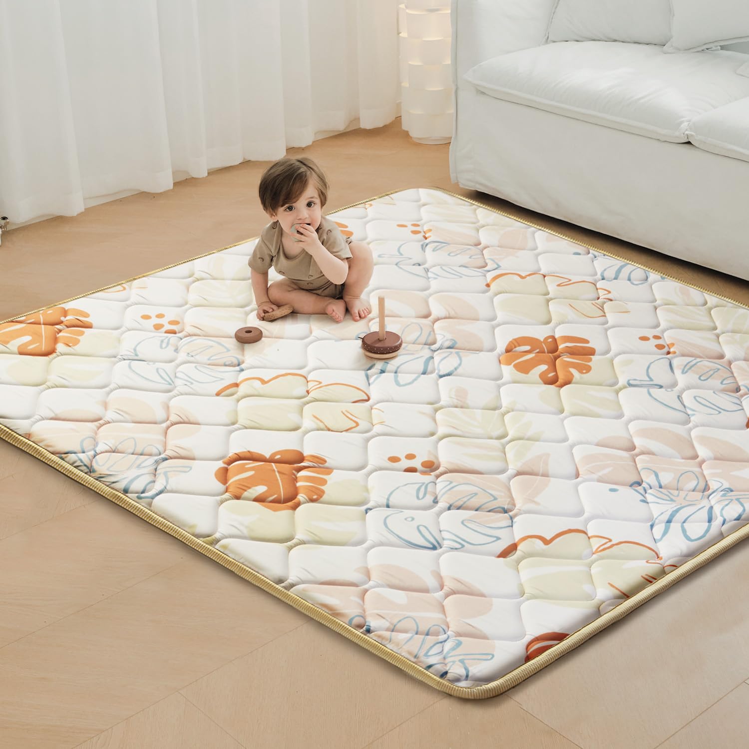 BG-BABYGO play mat 50x50 thick back for safe crawling and play.