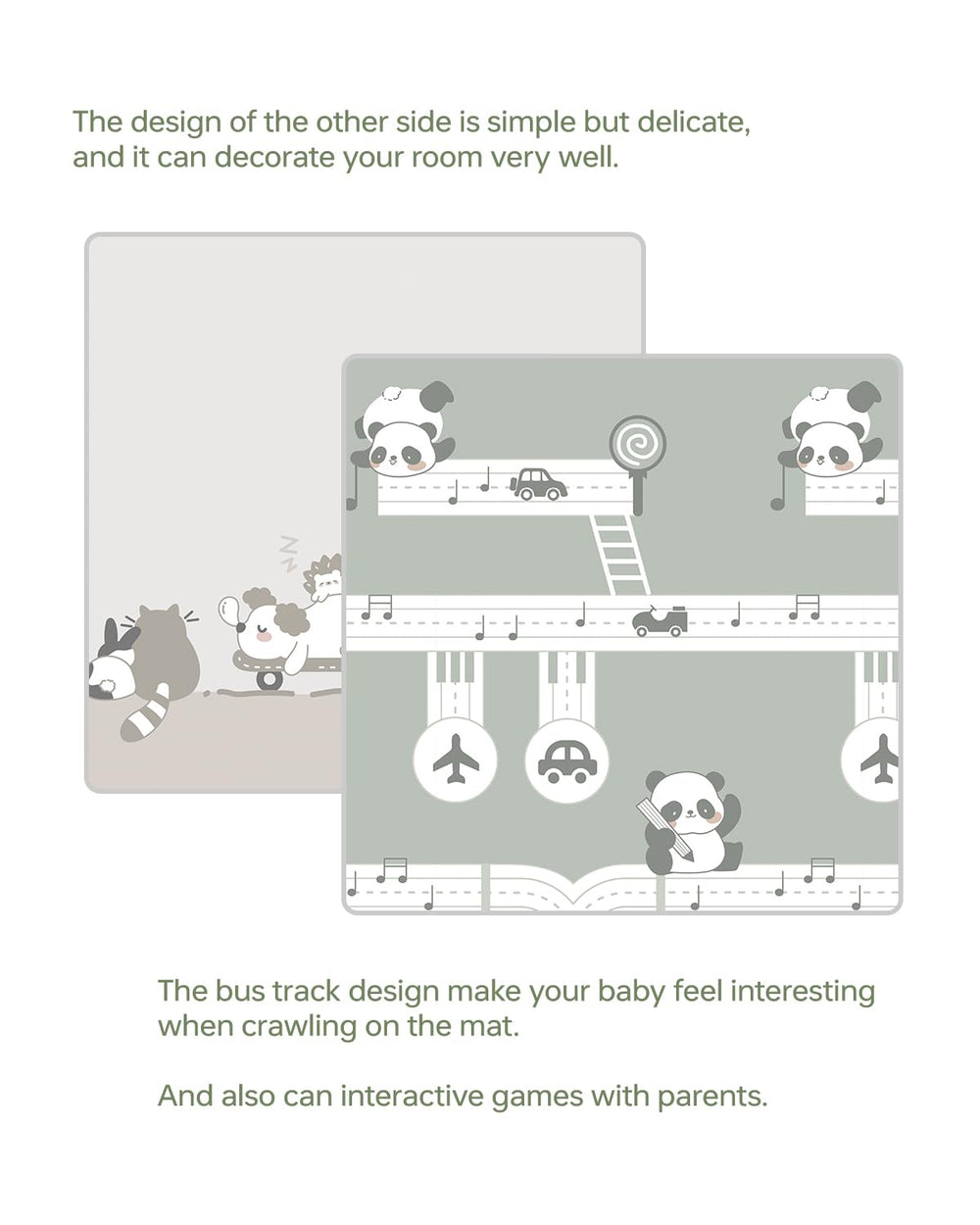 BG-BABYGO reversible-sleeping-animals-pattern doubles as cute home decor.