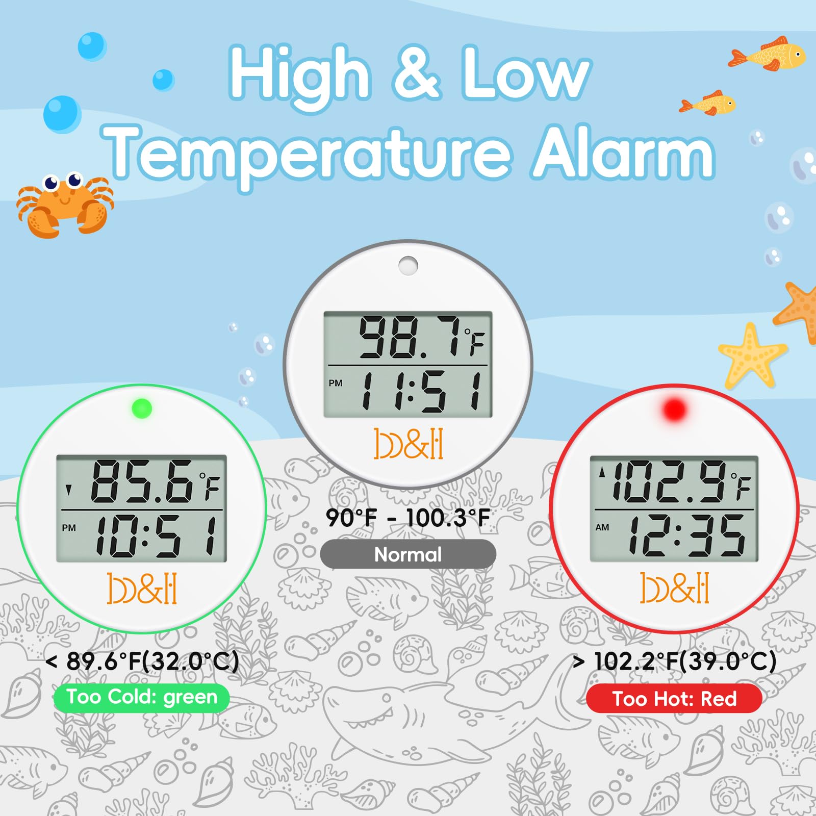 B&H shark thermometer room temp display aids nursery climate awareness during baths