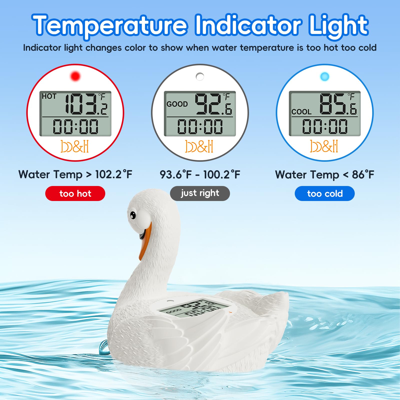 B&H bath thermometer updates every 3 seconds for near-instant temp awareness.