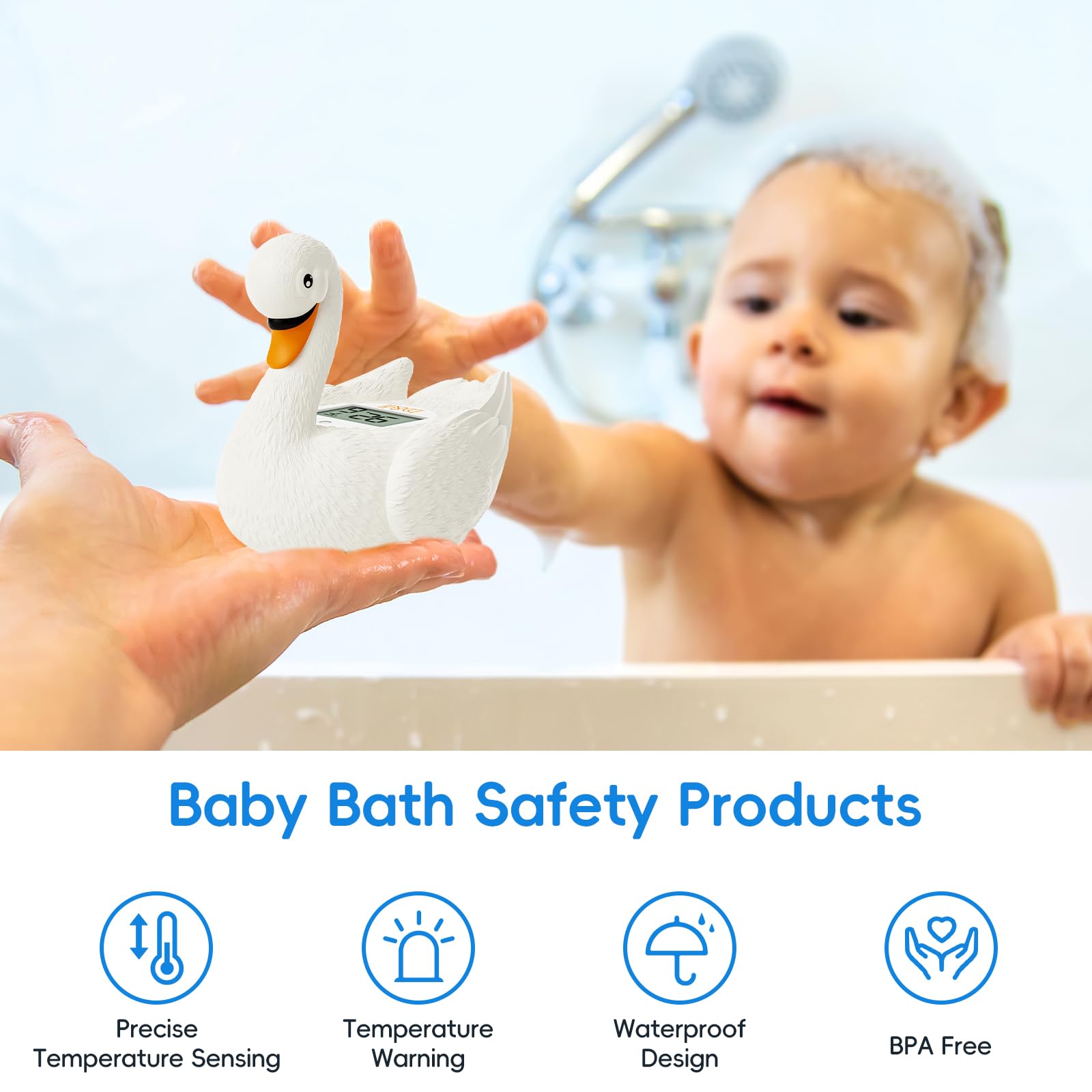 B&H waterproof design floats for safer, more convenient bath time.