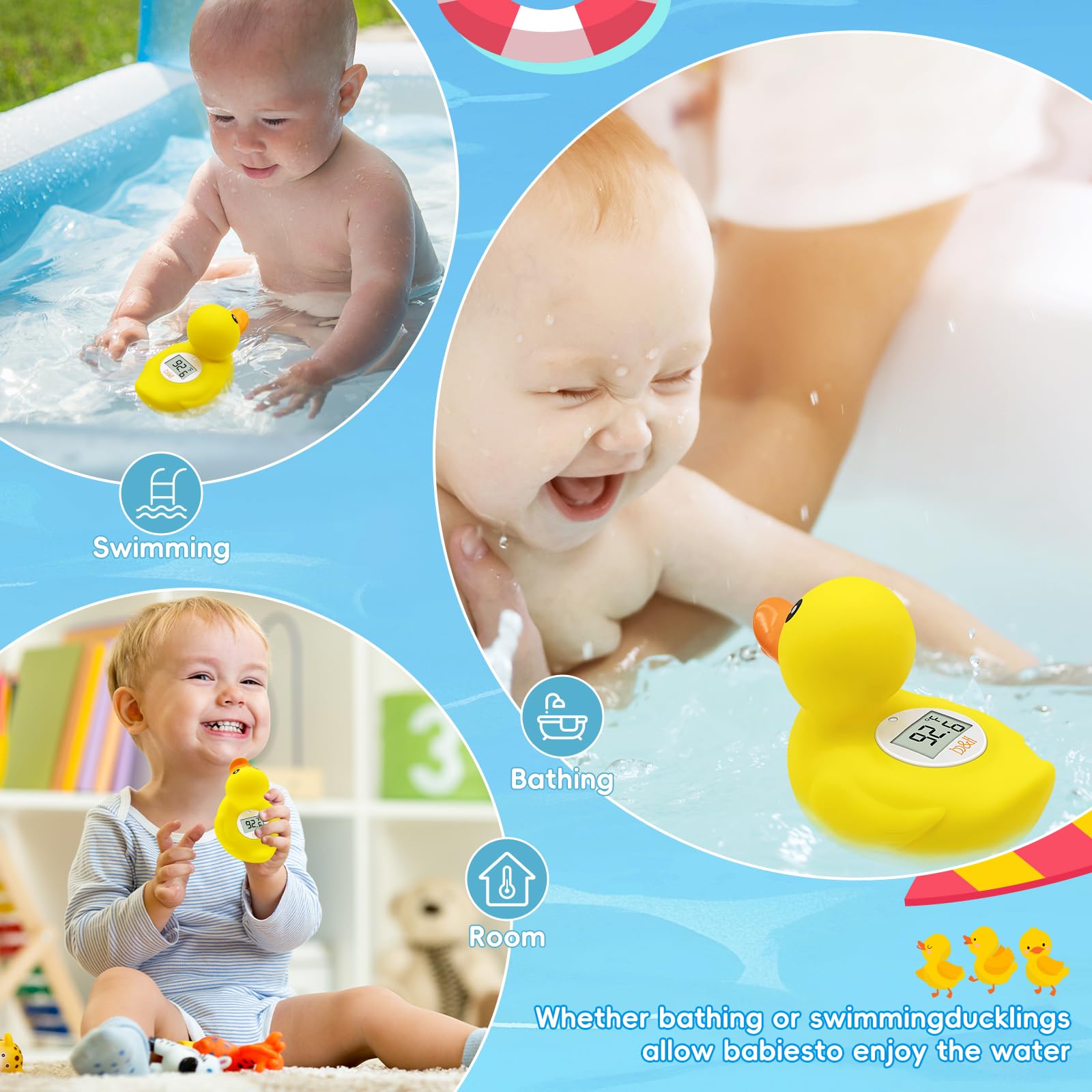 B&H Duck Thermometer display up close helps parents verify safe bath temperature quickly.