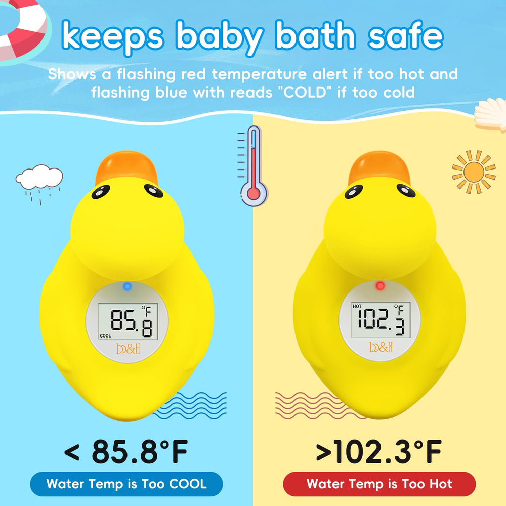 B&H thermometer sits on tub edge for easy temperature checks.