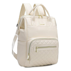 BHAFEM diaper bag backpack in beige vegan leather for daily use