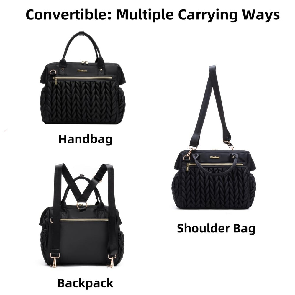 BHAFEM diaper bag small black interior pockets for tidy bottle and diaper organization