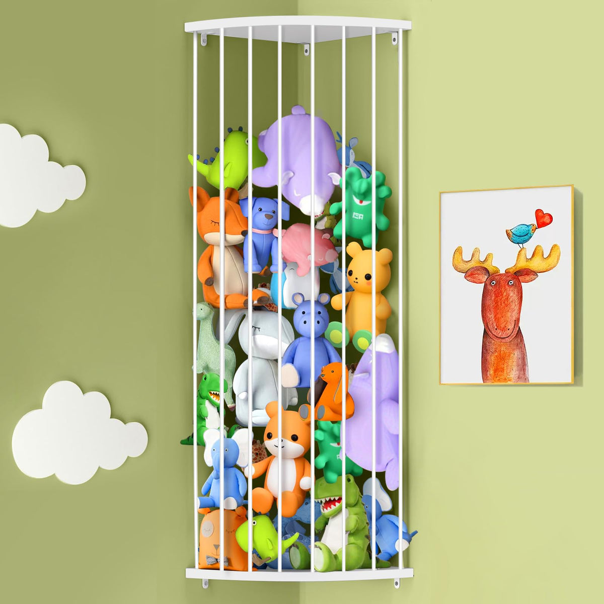 BHFOW Sleek White Corner Storage Shelf assembly demonstrates sturdy MDF construction for durable setup.