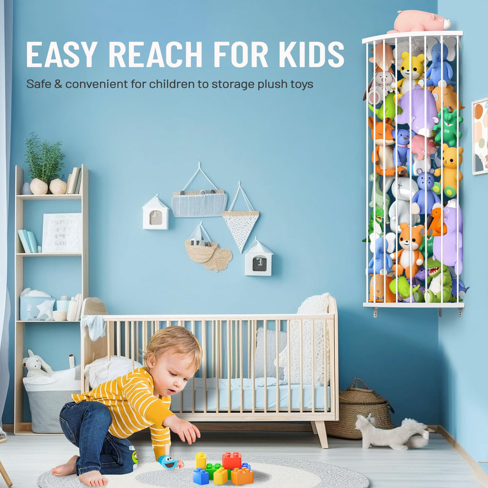 BHFOW Sleek White Corner Storage Shelf height-adjustable feature enables flexible room organization.