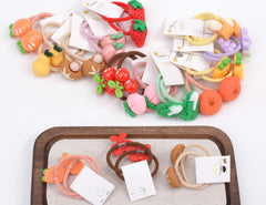 BIANHUAN 24-pack baby hair ties with fruit patterns add colorful daily style