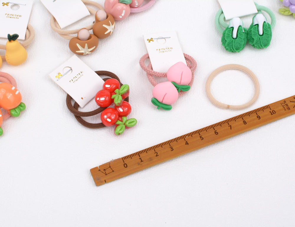 BIANHUAN 24-pack baby hair ties with vegetable patterns brighten everyday looks