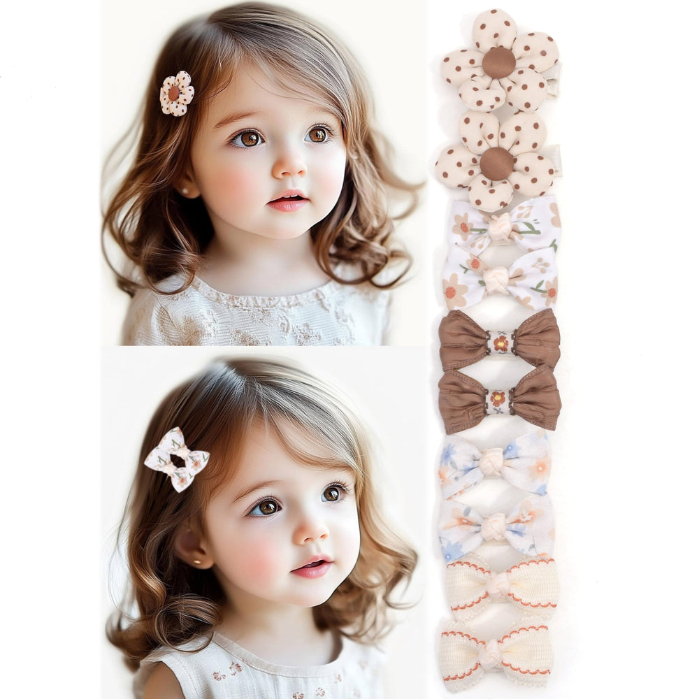 BIANHUAN baby hair bow clip closeup showing soft fabric and secure grip