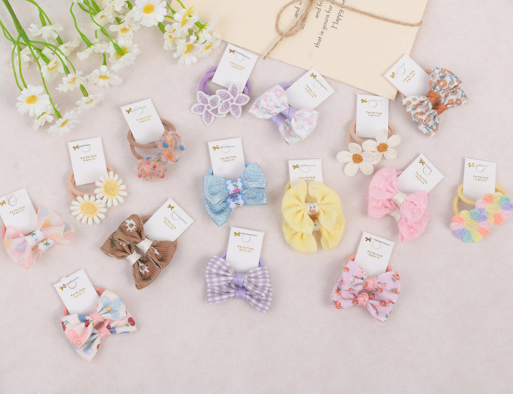 BIANHUAN baby hair ties bows closeup highlighting durable elastic for secure hold.