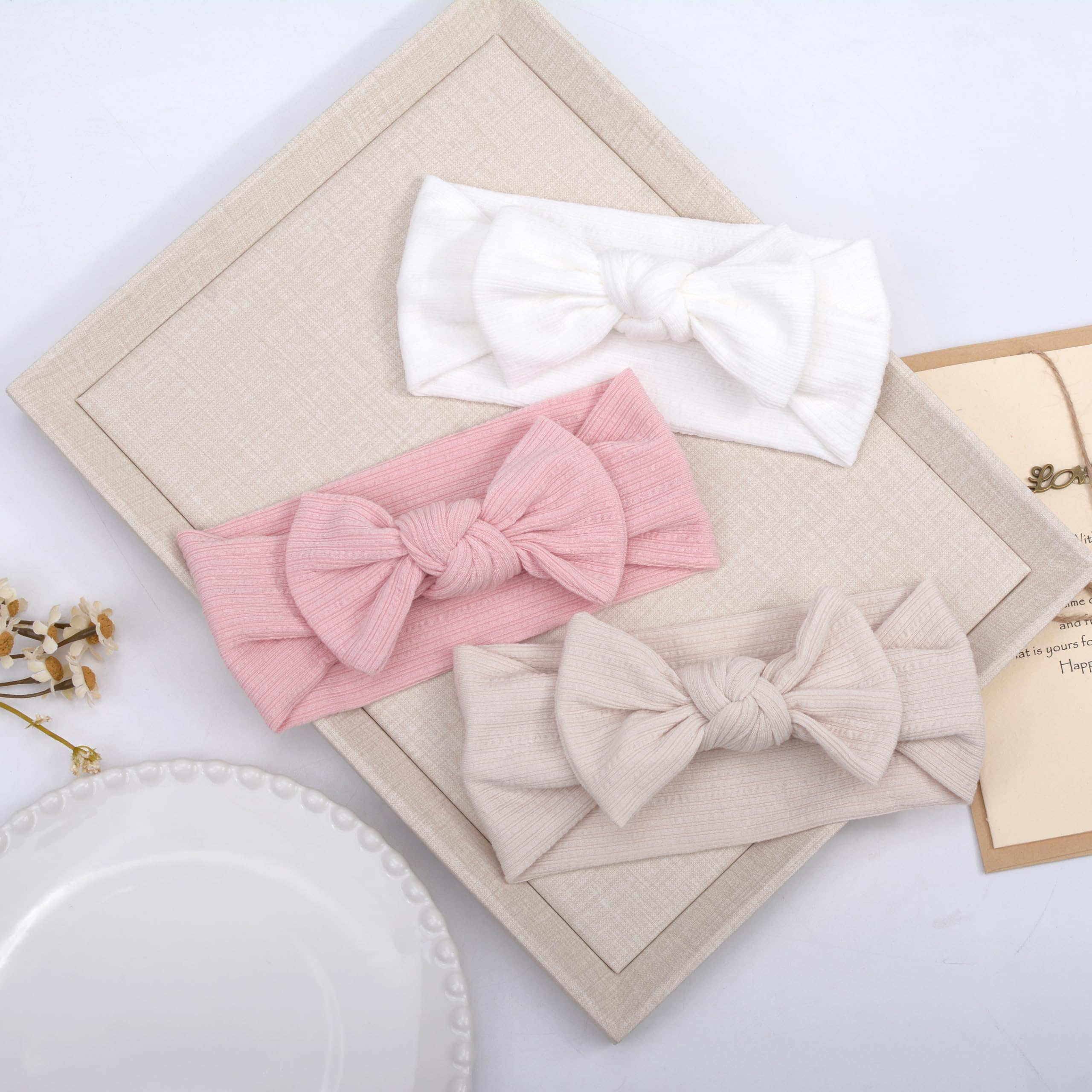 BIANHUAN headbands with bows ideal for baby shower outfits.
