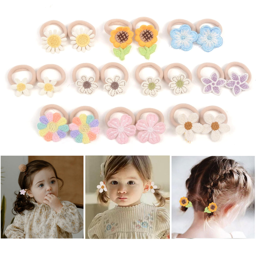 BIANHUAN flower hair ties 20pc pack in vibrant colors for quick toddler styling.