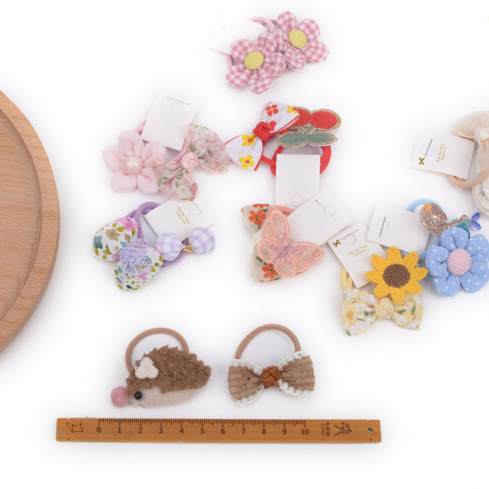 BIANHUAN hair ties with bows set-F colors array offering mix-and-match options for outfits.
