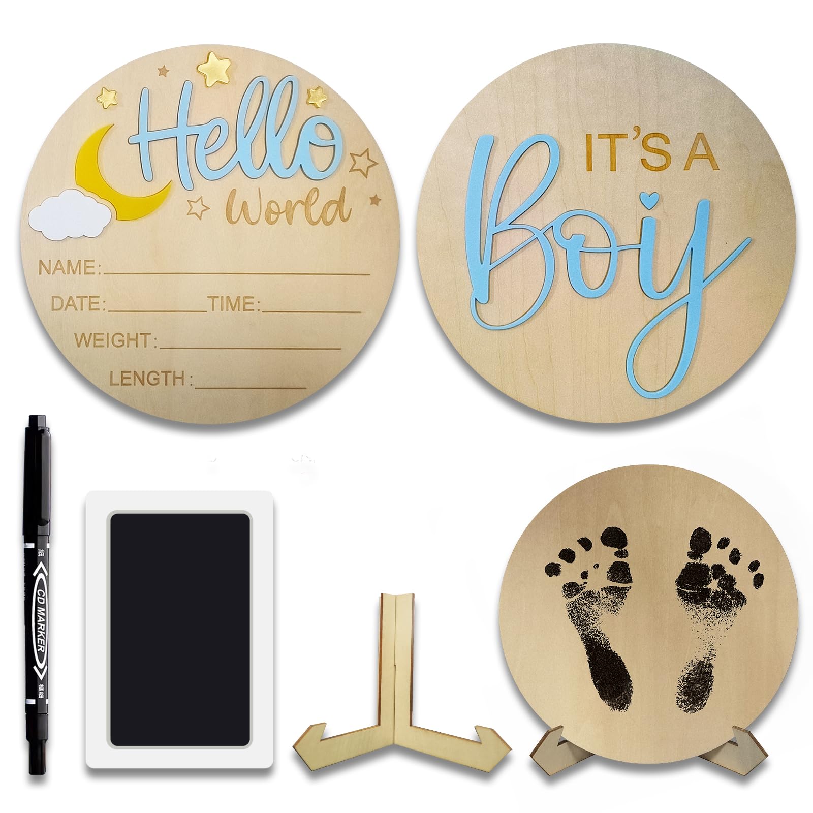 BIANSIWU Hello World wooden sign for newborn announcements and photos.