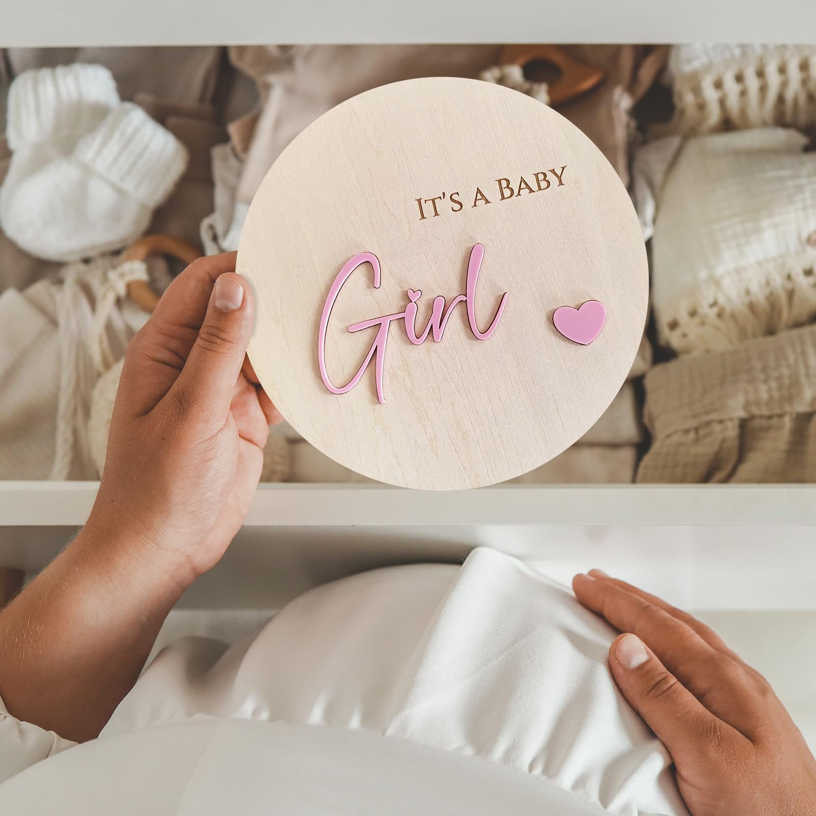 BIANSIWU Hello World newborn sign shown in nursery as a photo prop