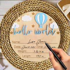 BIANSIWU Hello World sign clouds and stars close-up for a soft sky-themed photo backdrop.