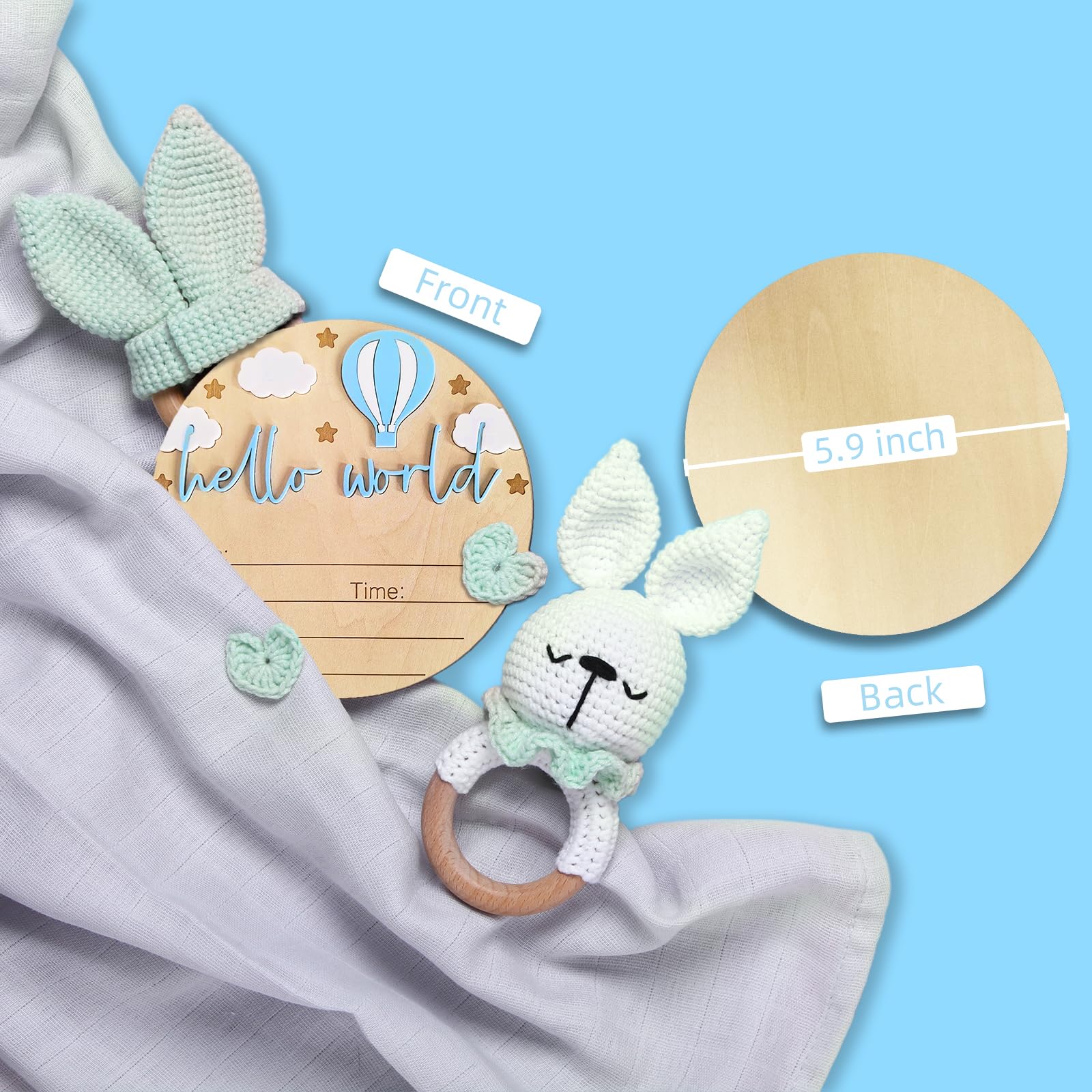 BIANSIWU Hello World sign with personalization space for birth information.