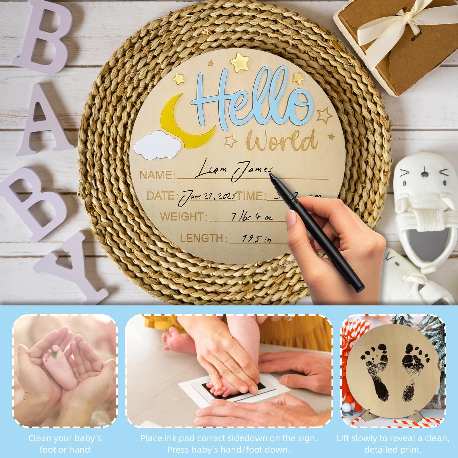 BIANSIWU ink pad enables clean baby footprints keepsakes.