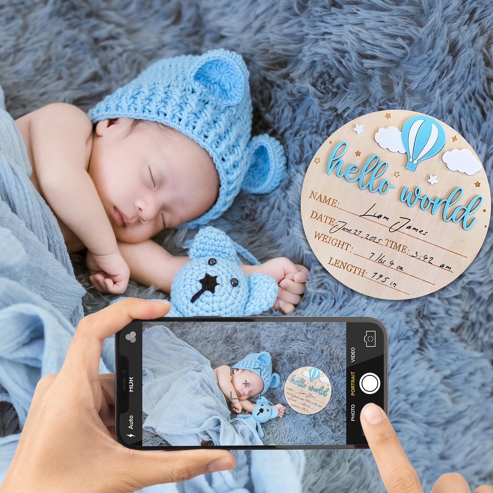BIANSIWU wooden birth details sign is easy to personalize with essential birth data