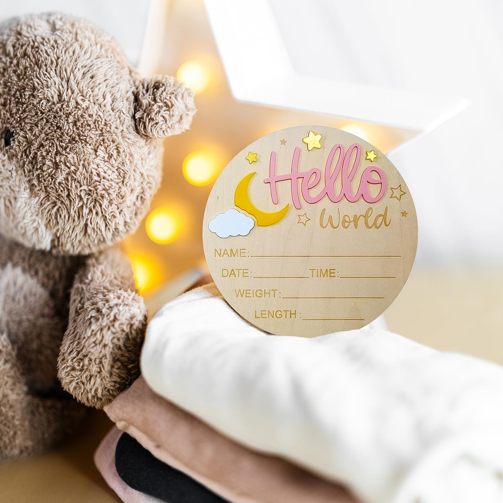 BIANSIWU wooden-stand-display showcasing sign trio in nursery