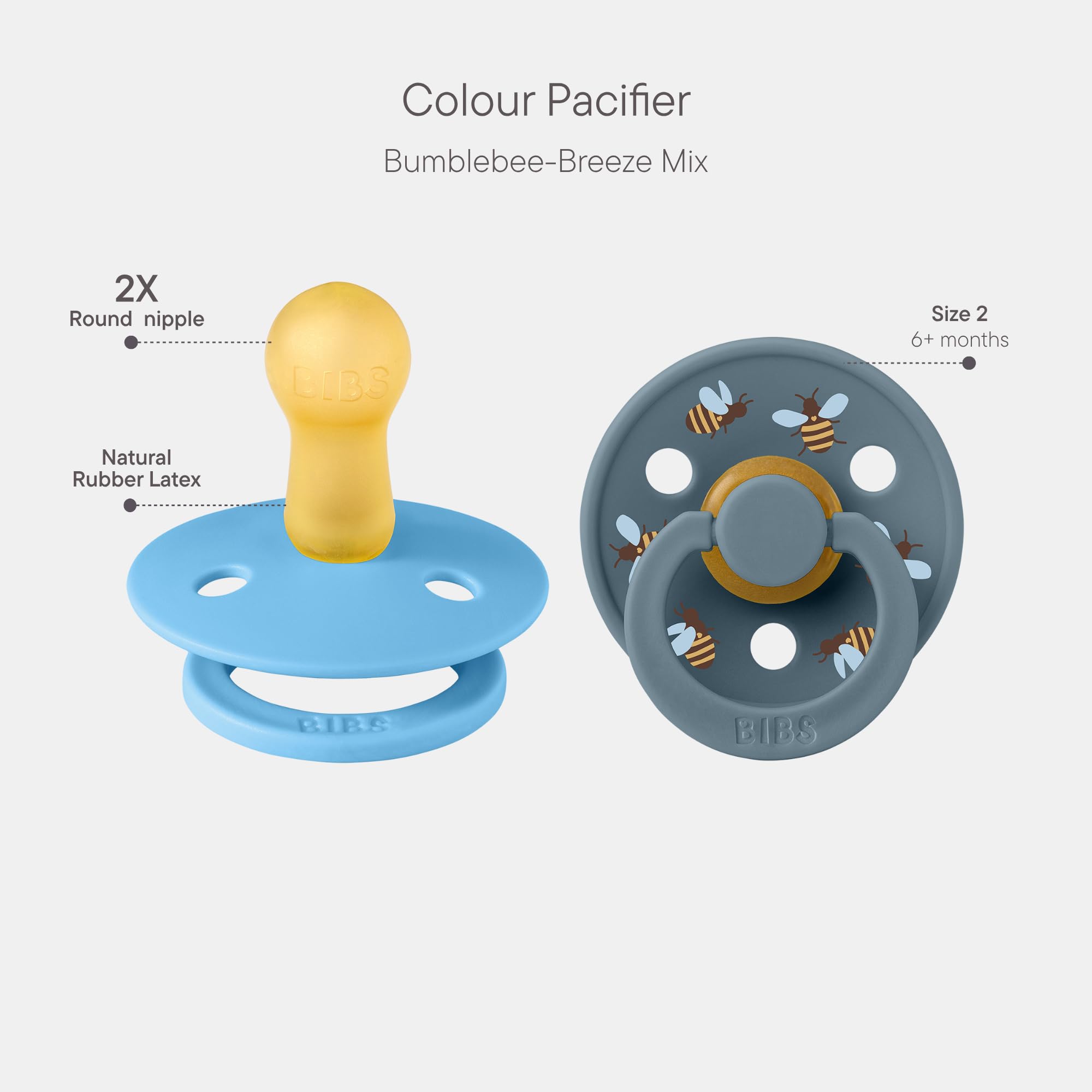 BIBS Studio Soother 2-Pack breeze closeup highlights round nipple and soothing feel.