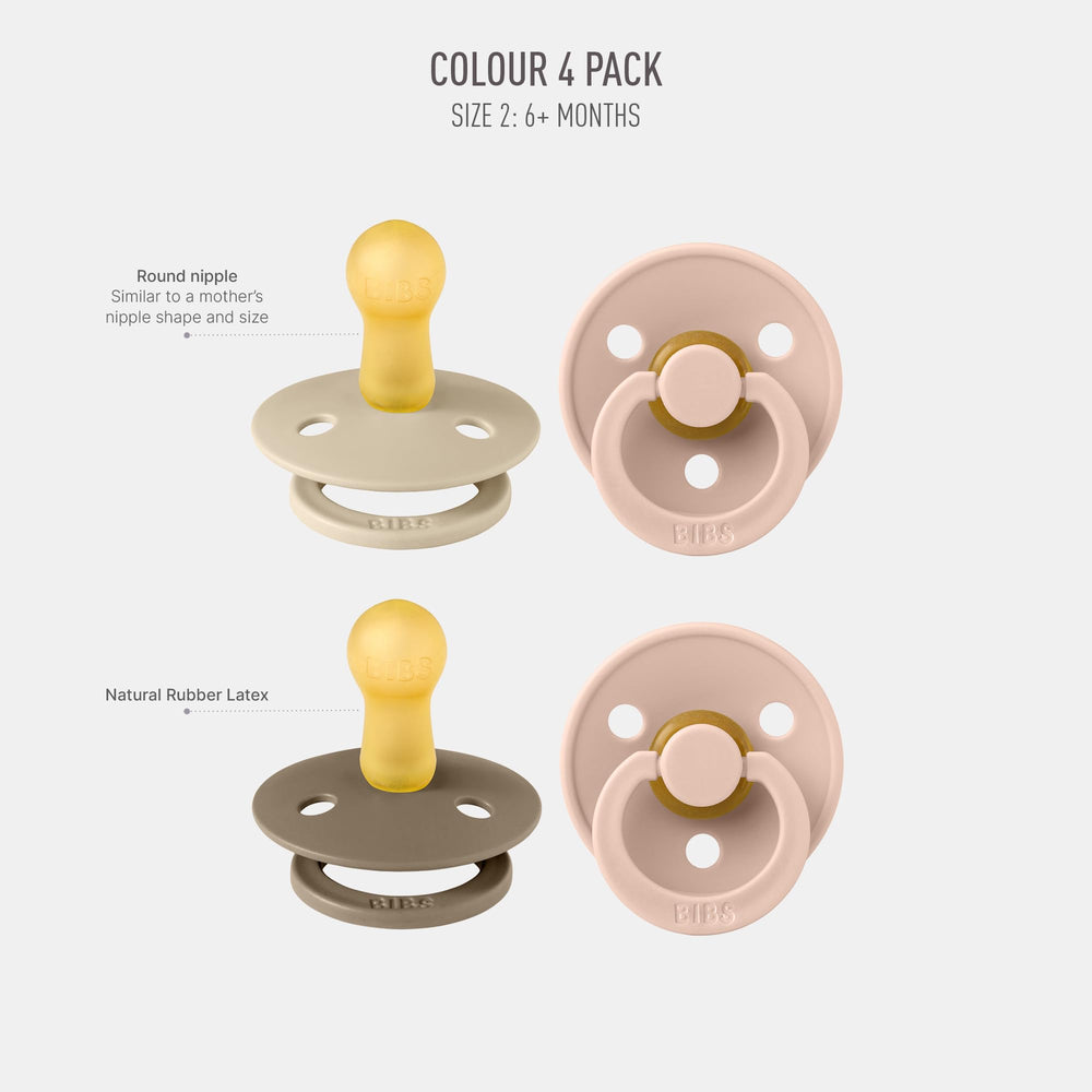 BIBS Color Soother round nipple closeup highlights the natural feel for comfortable sucking.