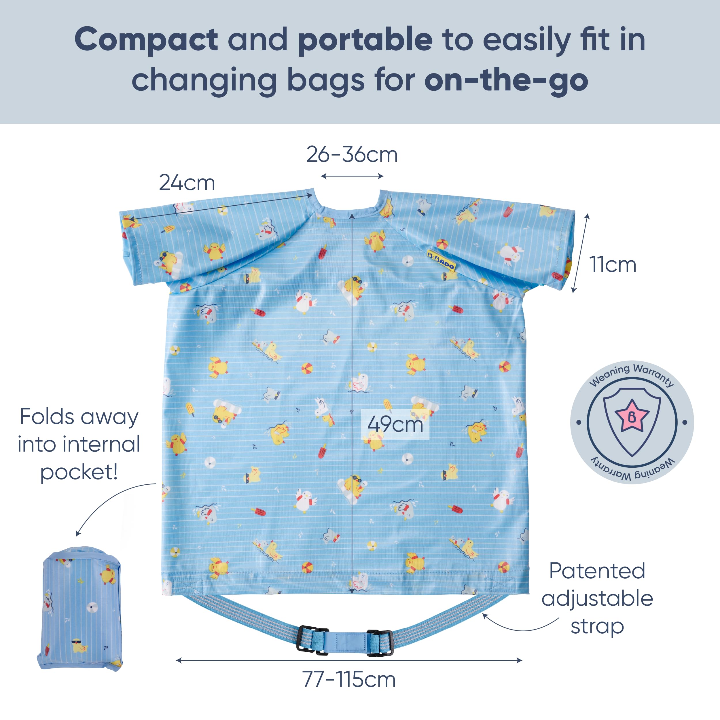 BIBaDO bib shown on a stroller for on-the-go feeding.