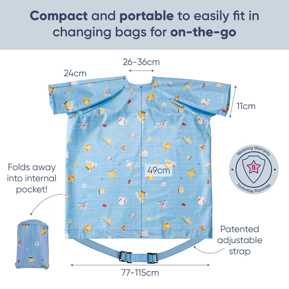 BIBaDO bib shown on a stroller for on-the-go feeding.