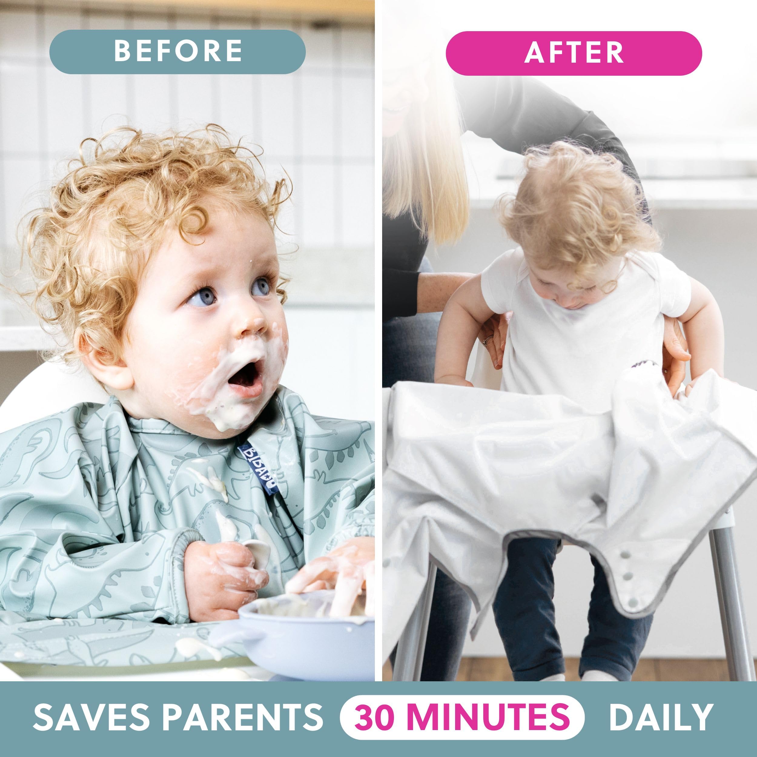 BIBaDO bib compatible with strollers for versatile mess-free mealtimes.