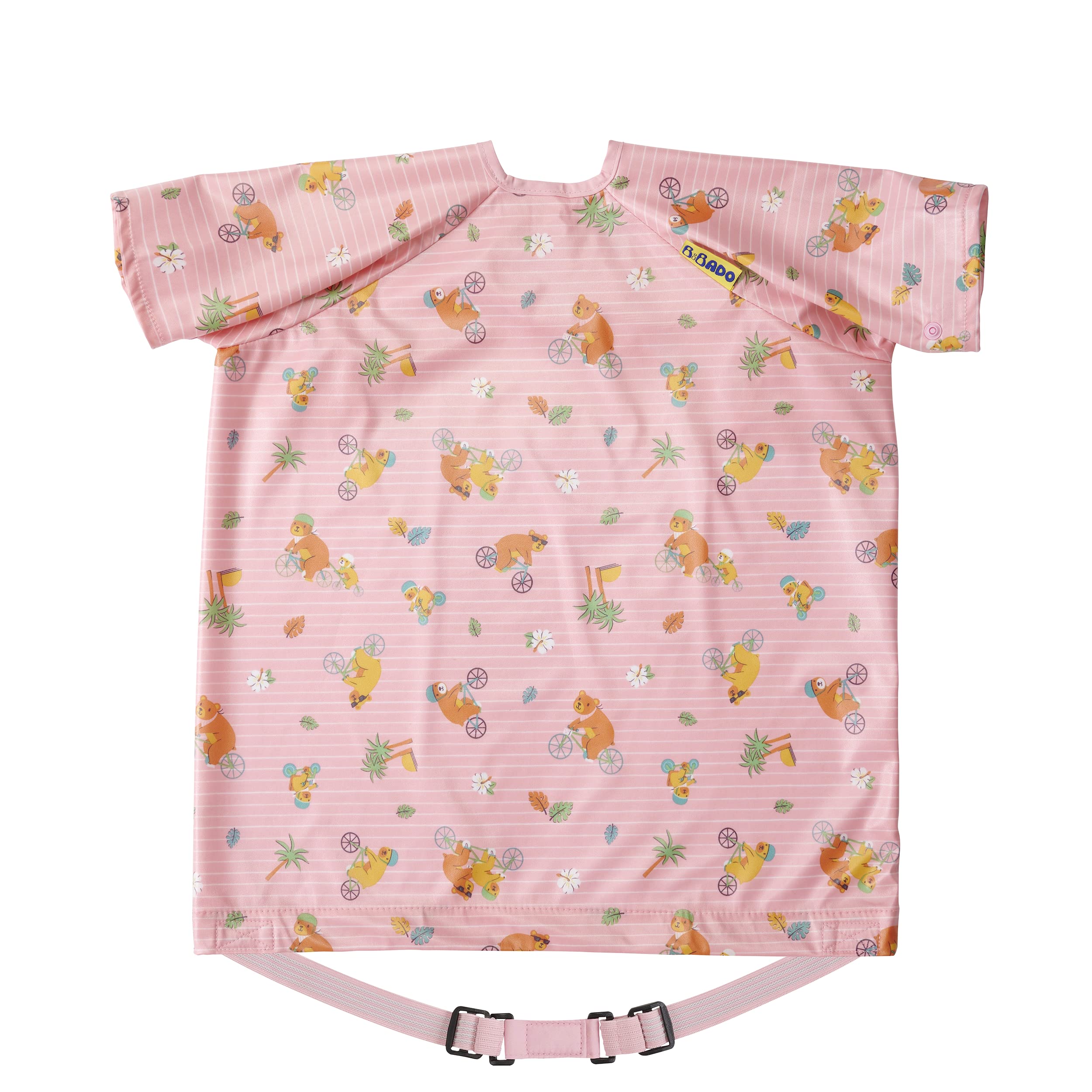 BIBaDO Coverall Bib on baby showing mess-free feeding with waterproof fabric.