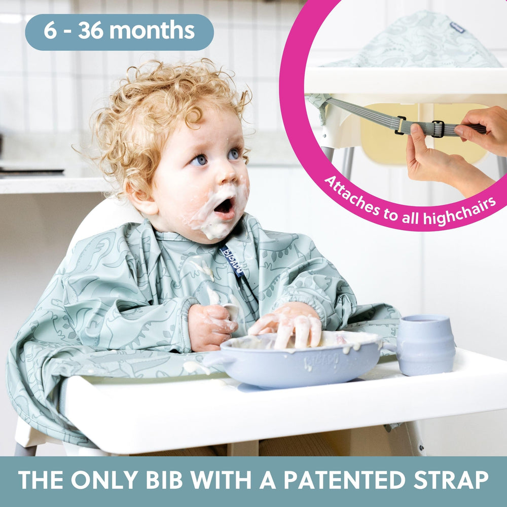 BIBaDO coverall bib wipe-clean material keeps clothes clean.