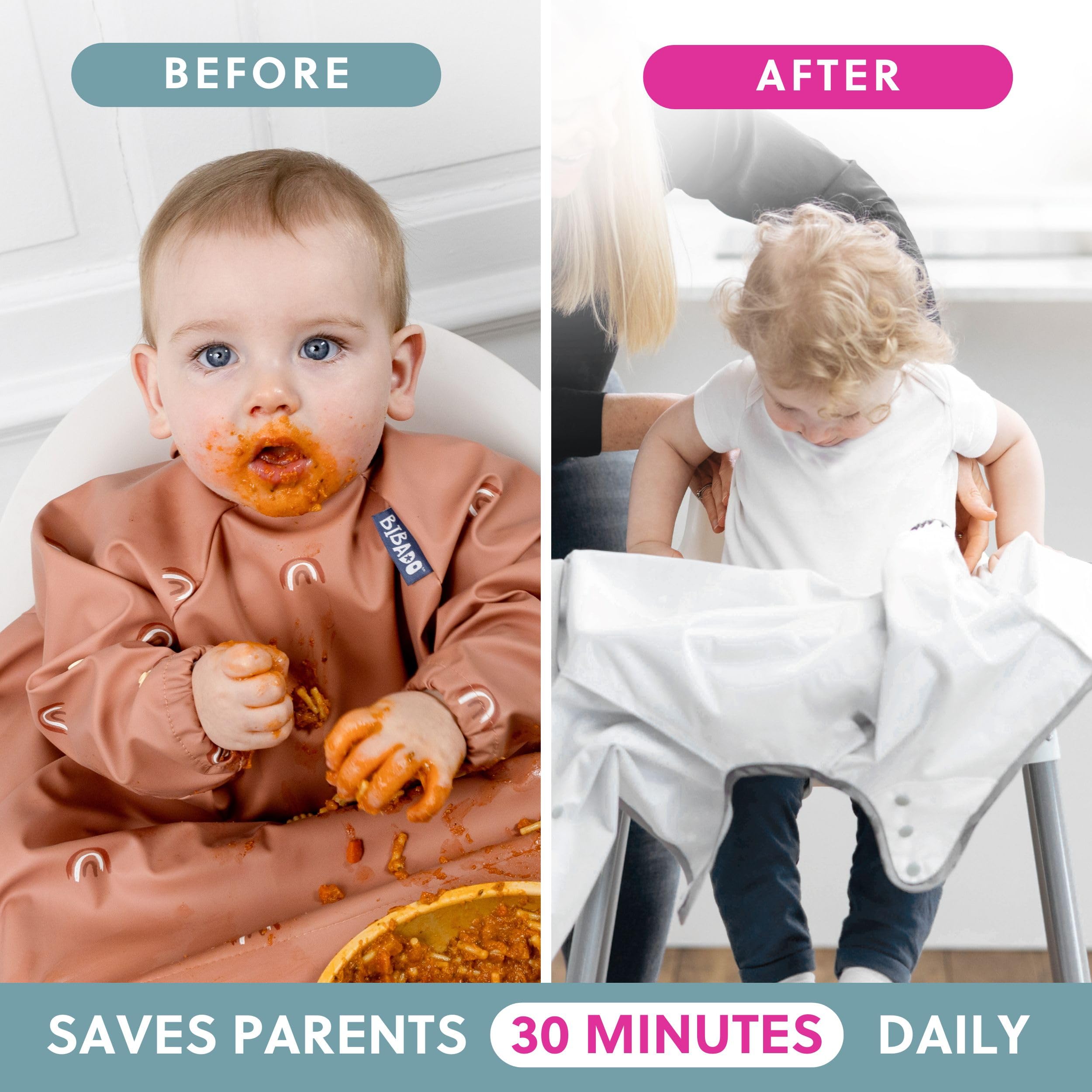 BIBaDO bibs are machine washable at 40°C for quick cleaning.