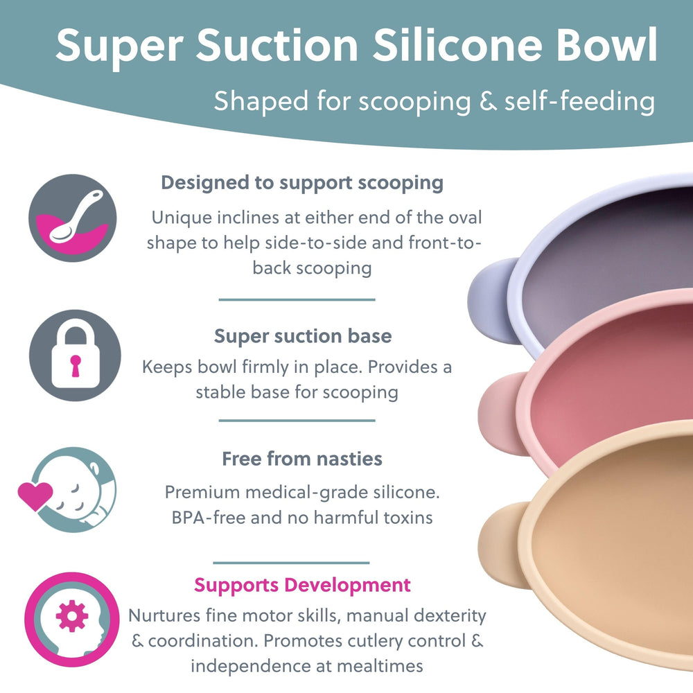 BIBaDO Mist oval design aids scooping and self-feeding.