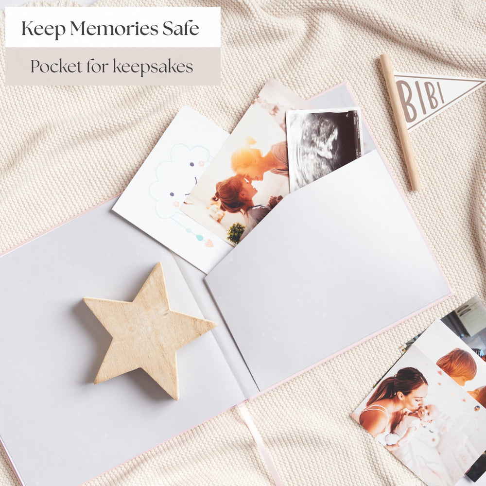 Bibi & Beau memory book gift-ready packaging ideal for baby showers.
