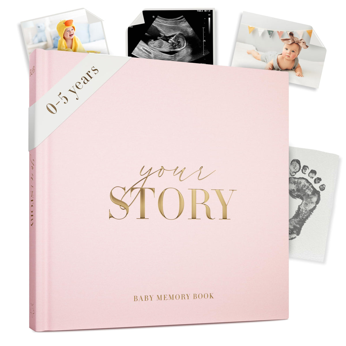 Bibi & Beau memory book with gold-foil cover, premium keepsake gift-ready for milestones.