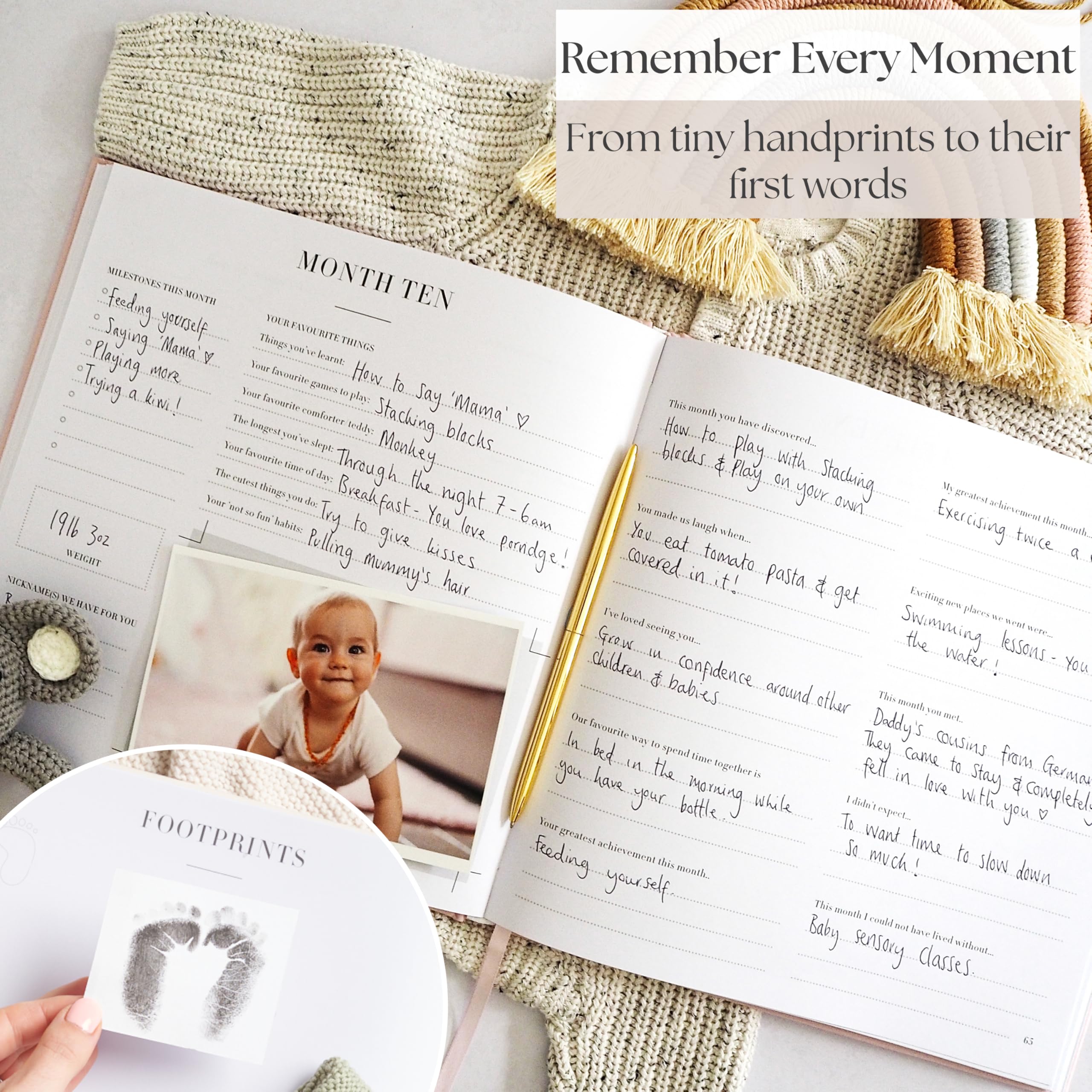 Bibi & Beau memory book naming you page documents baby identity.