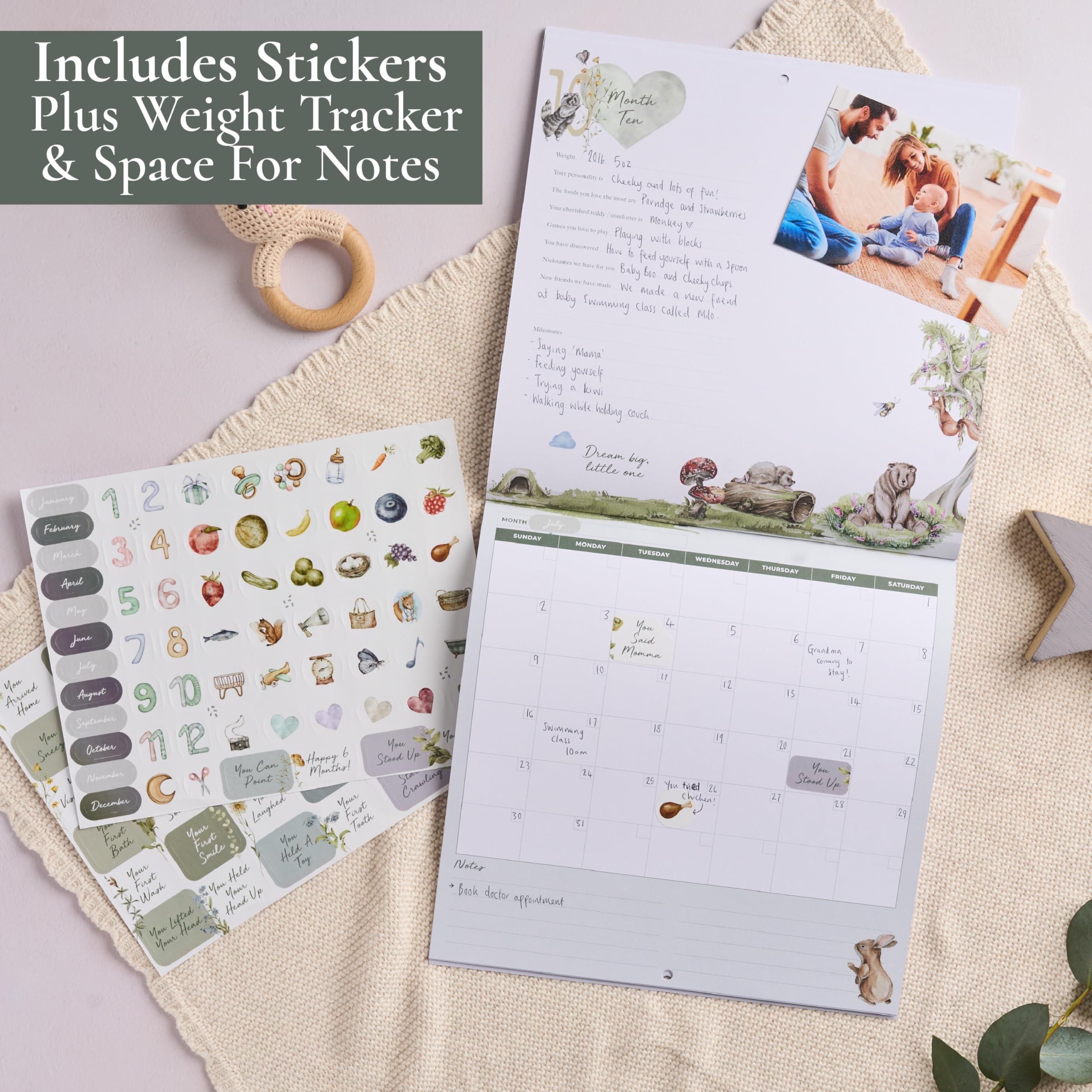 Bibi & Beau woodland design pages, charming unisex memory spreads.