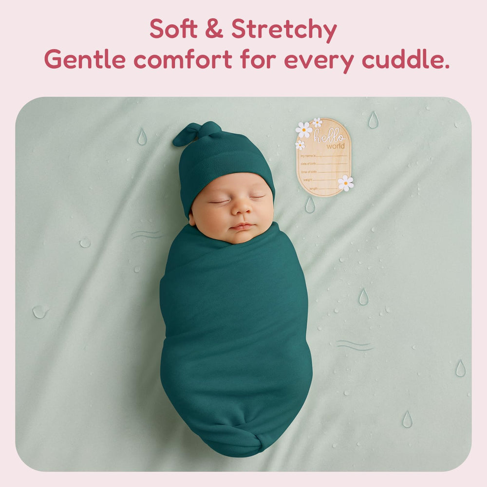 BIBIBLISSBABY soft, stretchy fabric in emerald feels gentle on delicate baby skin