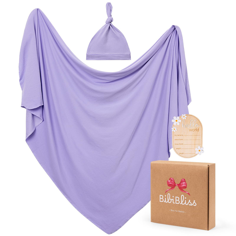 BIBIBLISSBABY stretchy swaddle blanket 47x47 wraps newborns softly for cozy comfort