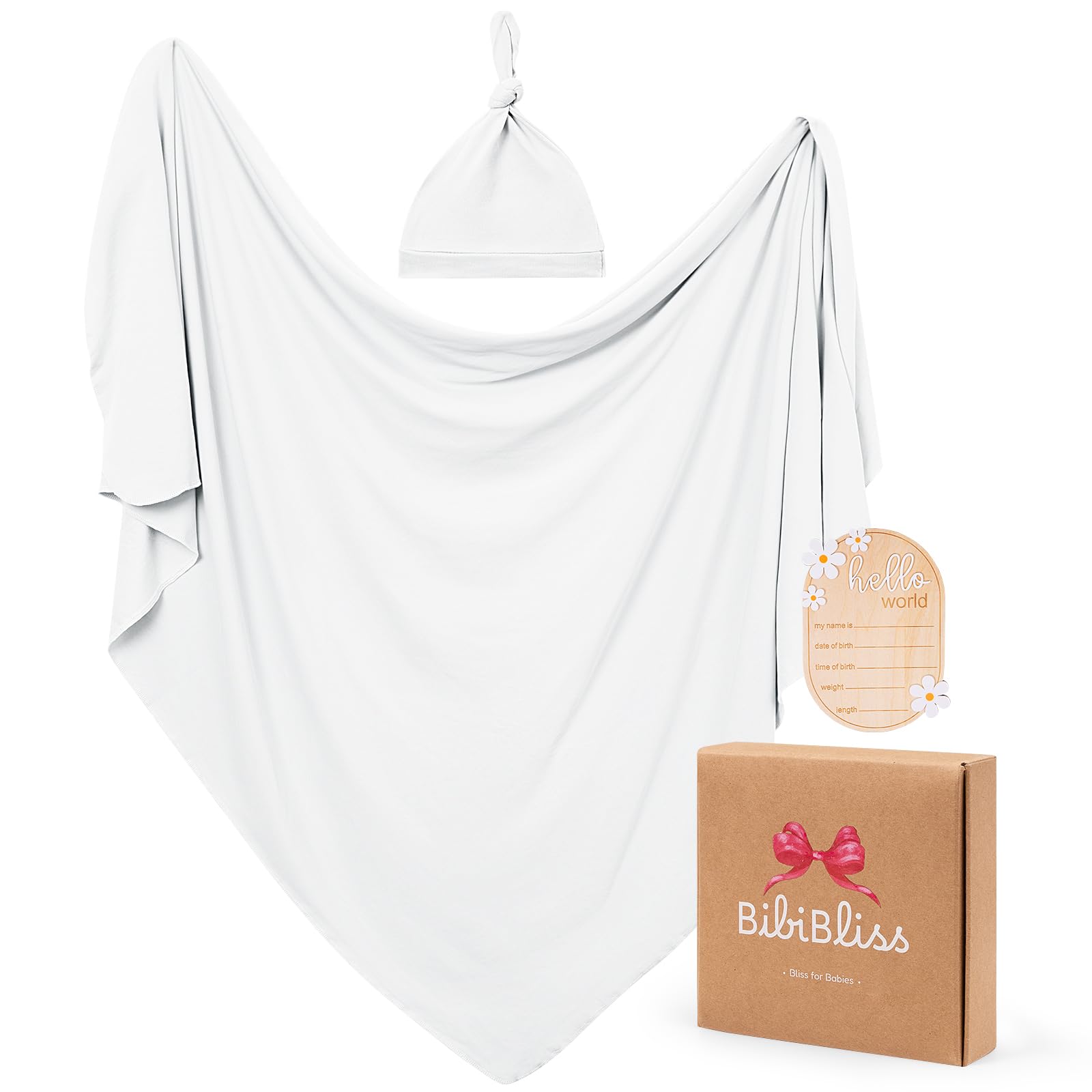 BIBIBLISSBABY stretchy swaddle blanket in Cloud for soft newborn wrap