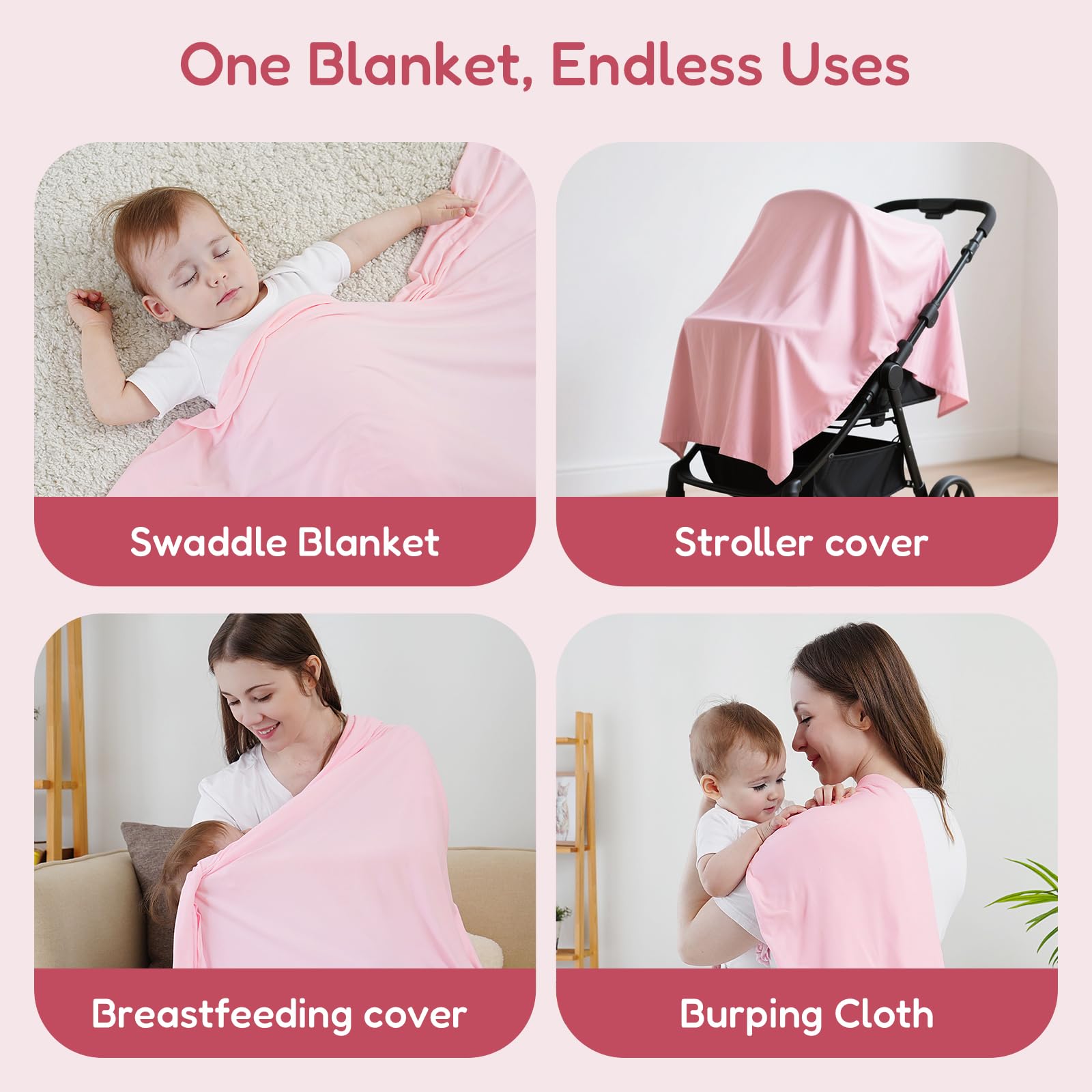 BIBIBLISSBABY 47x47 swaddle blanket size for wrapping and nursing
