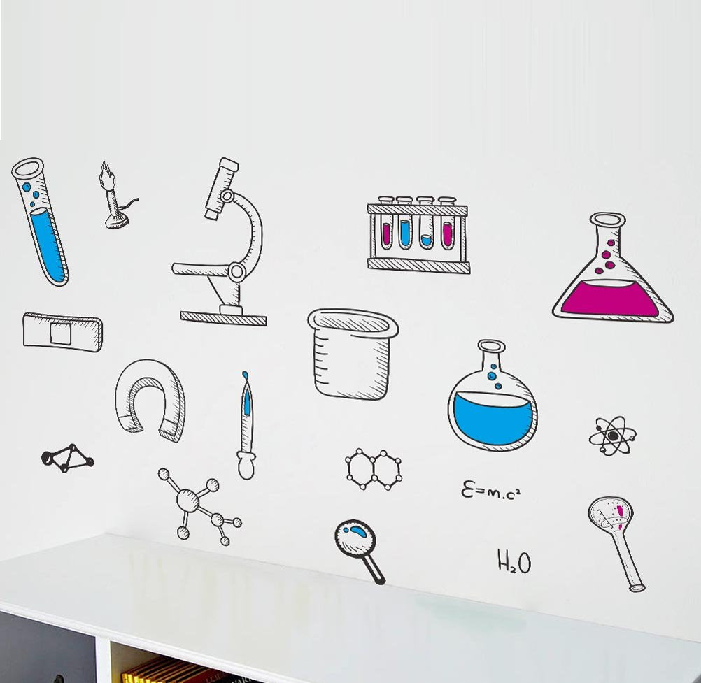 BIBITIME science lab wall decals collection enhances classroom focus with engaging visuals.