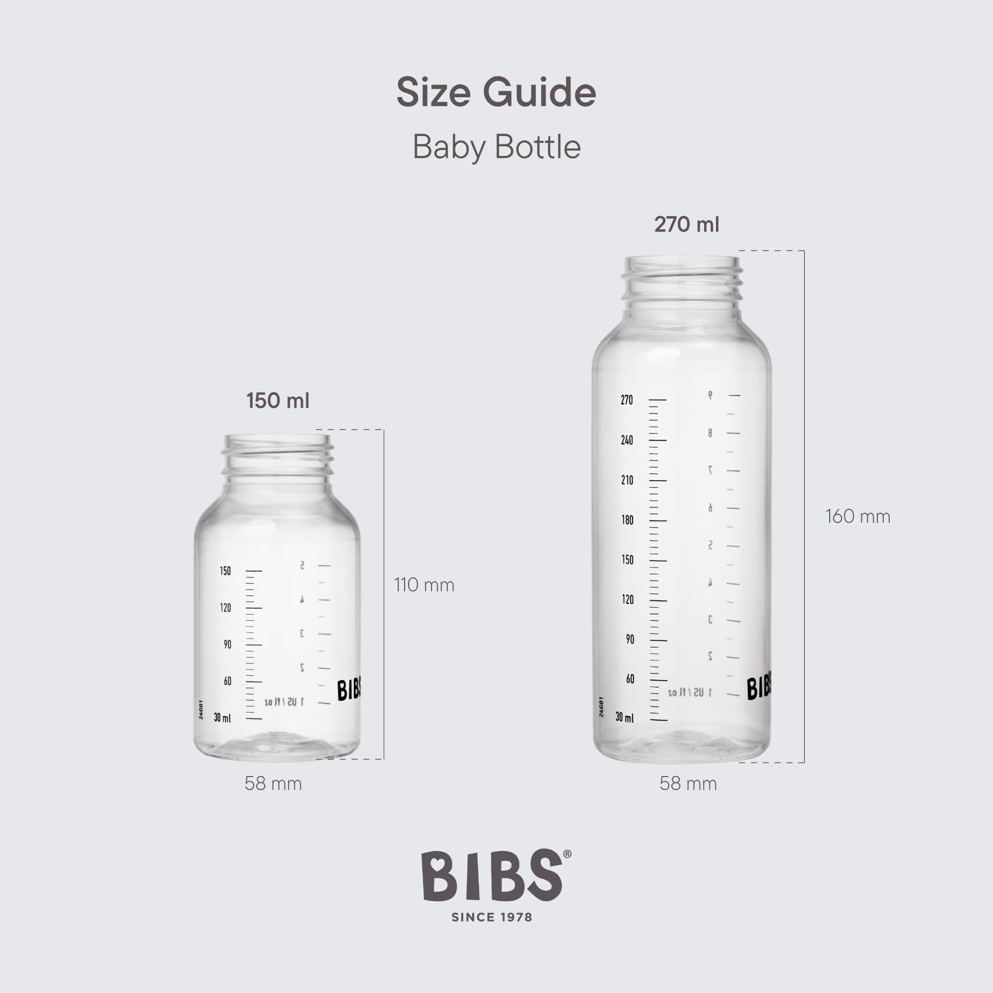 BIBS baby bottle 5oz cap close-up features secure cap for travel-friendly feeding.