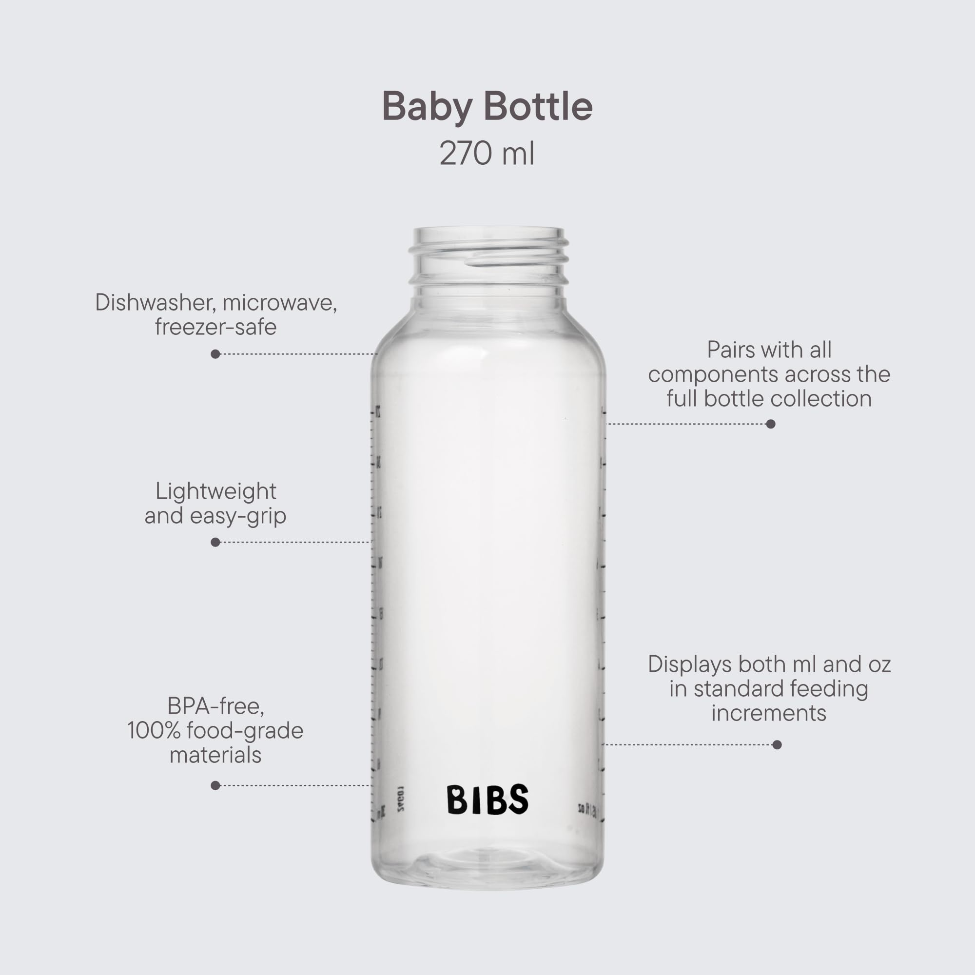 Bibs baby bottle 9oz BPA-free label signals safe sipping.